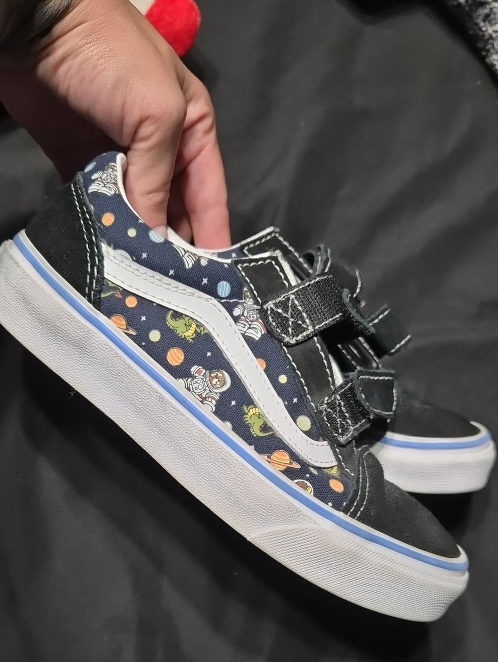 Vans Kids Space Print Velcro Sneakers - Navy/Black/White